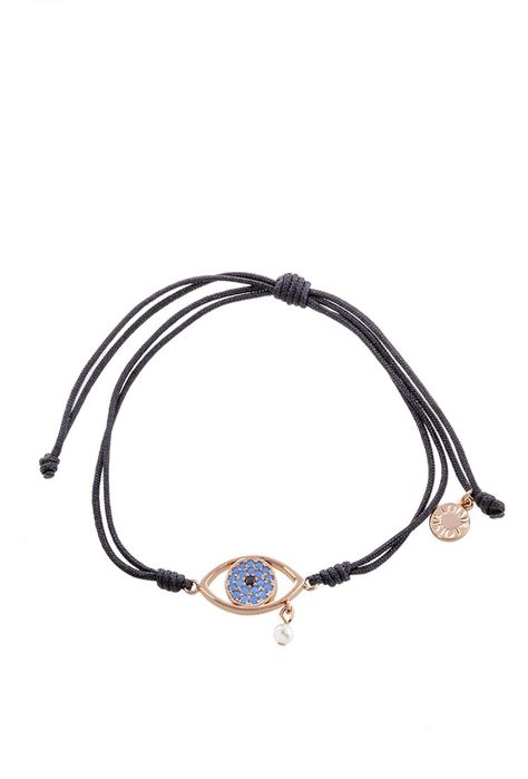 Комплект на Oxette колие и гривна в розово злато със синьо око