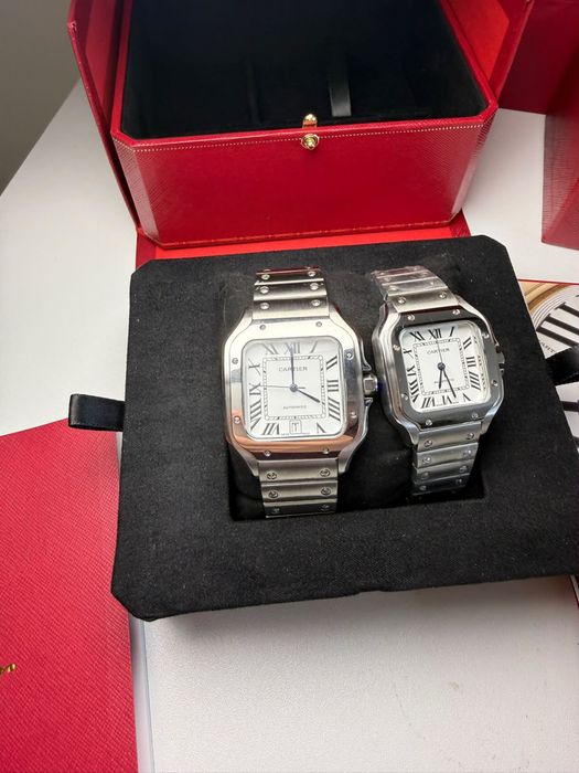 Луксозен сет за двойка Cartier Santos (Мъжки + Дамски)