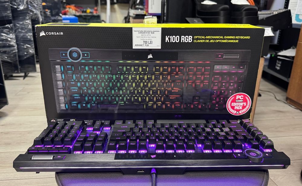 Amanet F28:Tastatura mecanica gaming Corsair K100 RGB switch optic
