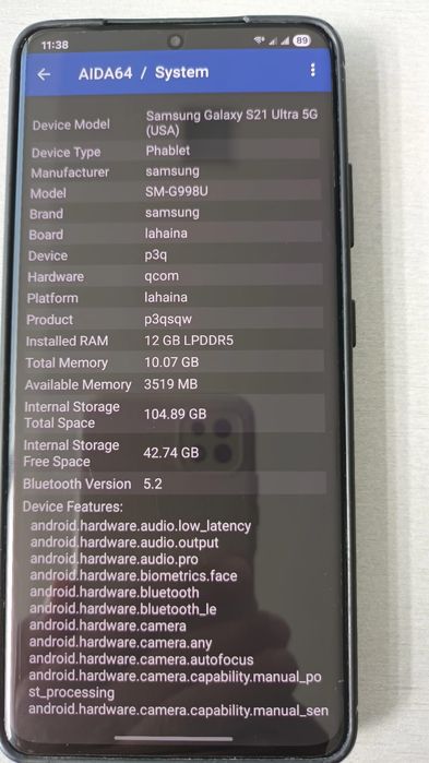 Samsung S21 Ultra 5G 128GB 12GB Ram - Android 15