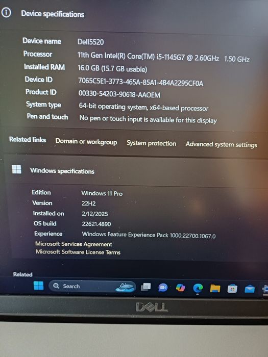 Laptop Business Dell Latitude 5520  i5-1145G7 vPro DDR4 16 GB RAM