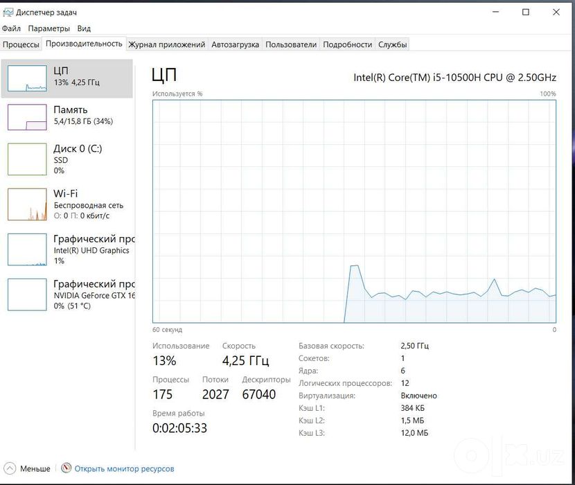 Hp Pavillion Gaming 16:1/10500H/16GB+8/512SSD/GTX 1650
