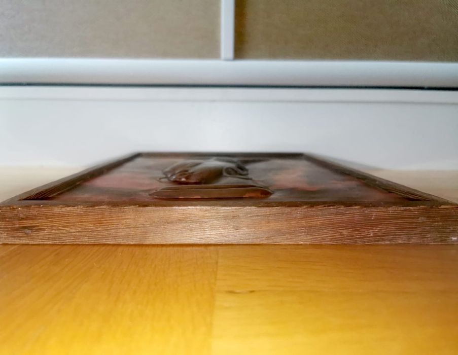 Антикварен Бюст жена стил арт нуво медна стенна плоча картина изкуство