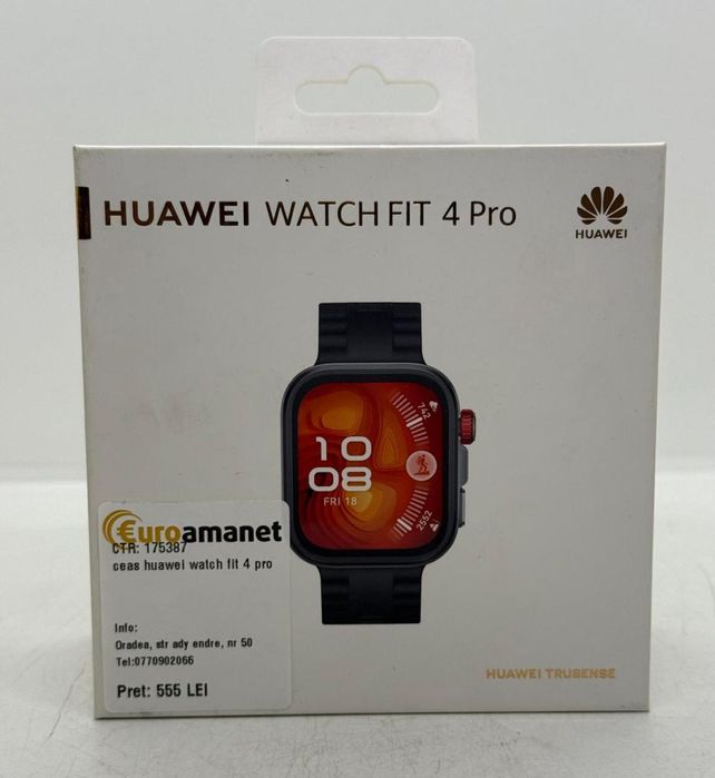 Smartwatch HUAWEI Watch Fit 4 Pro, Black Body with Black -A- Oradea ...