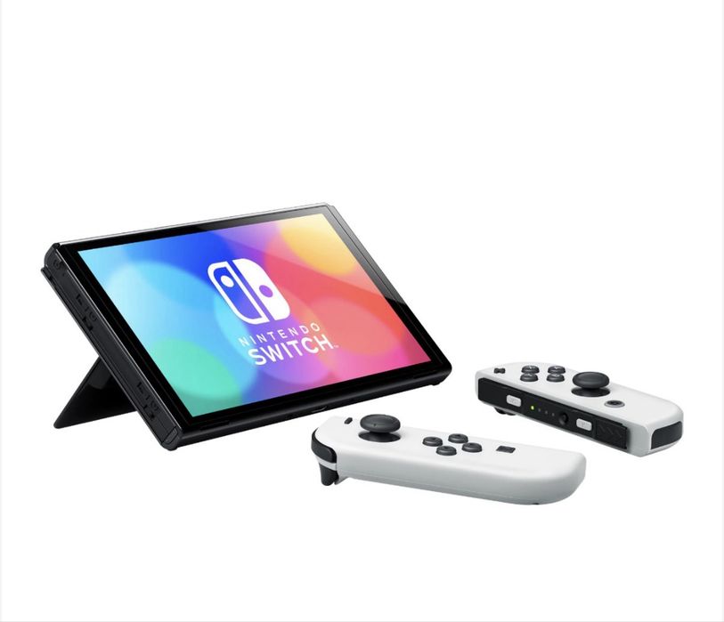 Nintendo Switch OLED White 64GB + 4 игри + пълен комплект
