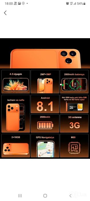 Ayfon mini telefon Iphone mini 17 aqliy sensor telefon