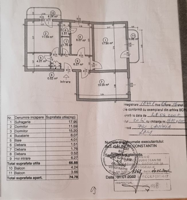 Vând apartament 3 camere