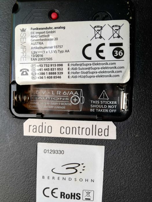 Ceas de perete cu radio control, mare, 30 cm, nou, exterior-interior