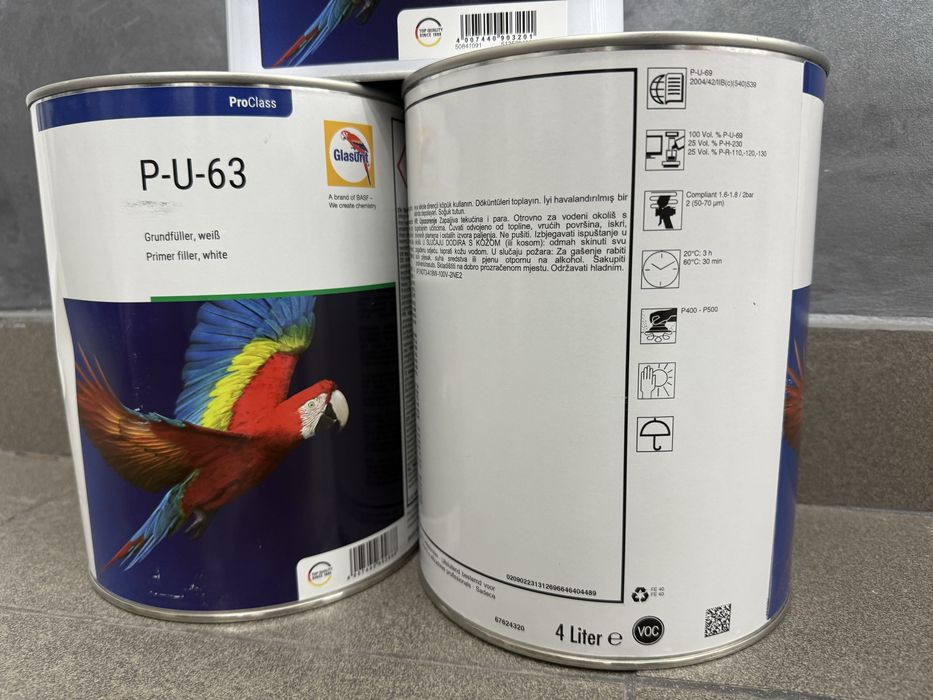 Set filler grund Glasurit 4 litri alb negru