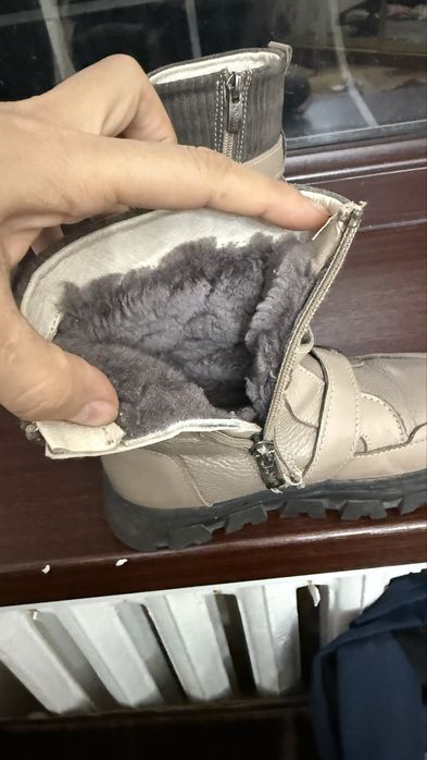 Кожанные Зимние сапоги для девочек