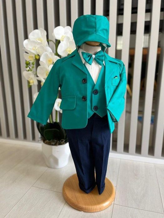 Costum de botez băieți, 5 piese, de la 1 luna la 9 luni