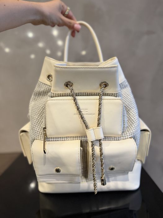 Оригинална раница Elisabetta Franchi от туид и кожа