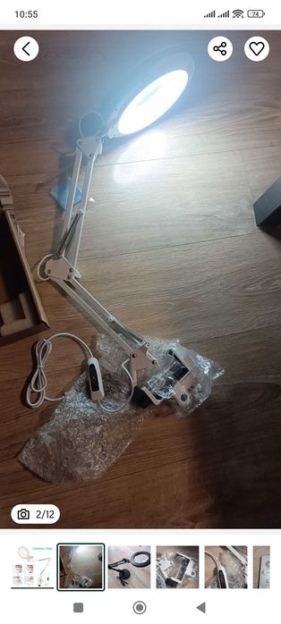 ЛЕД лампа за бюро с лупа. Козметична лампа с лупа