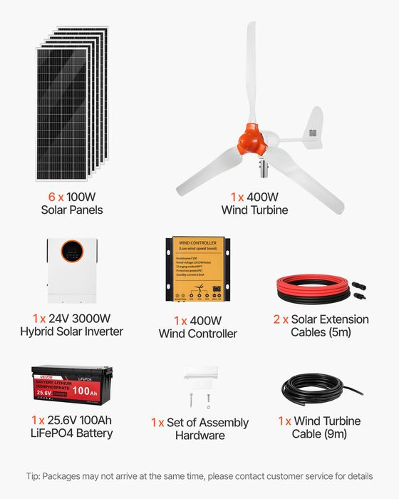 Kit Solar Eolian 24V 1000W Panouri Monocristaline Turbina Inversor