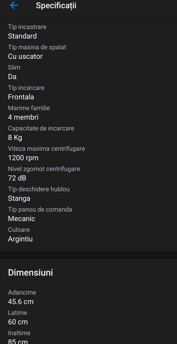 Masina spalat Samsung slim cu uscător impecabilă