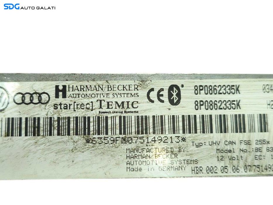 Unitate Modul Calculator Bluetooth Audi A3 8P 2004 - 2013 Cod 8P0862335K [LR1212]