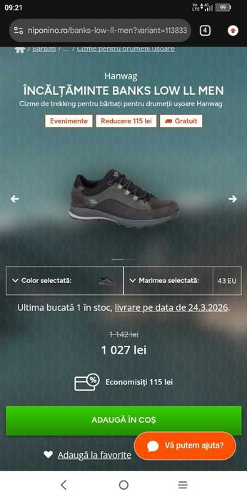 adidas HanWag Banks LL marimea 44.5 drumetie hike trekking usori piele