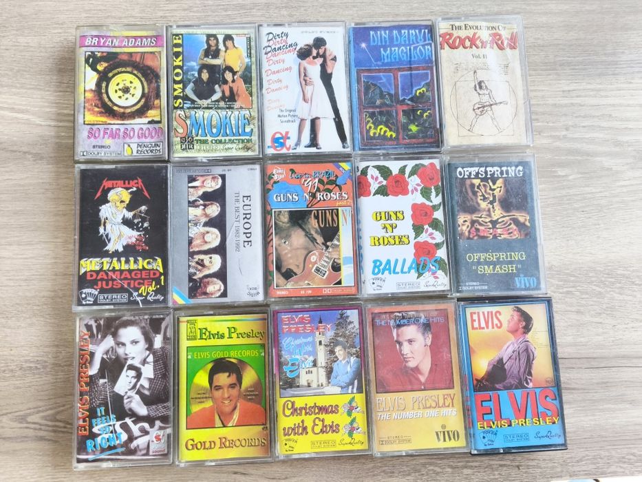 Casete audio rock & pop originale – Metallica, Guns N’ Roses, Elvis, Offspring – 40 lei/buc