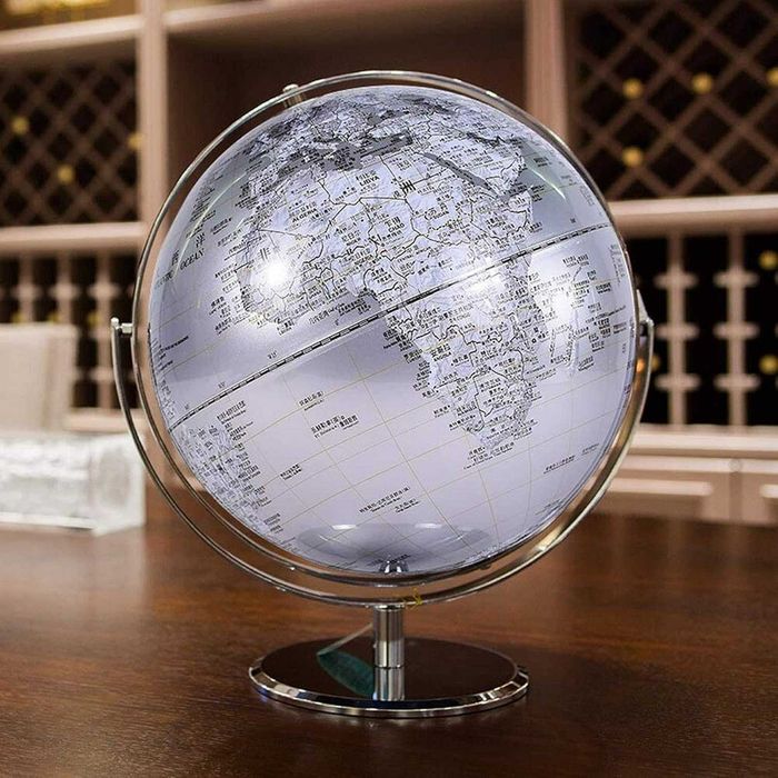 Глобус Мира 40см Хромированной Металлической с Подставкой