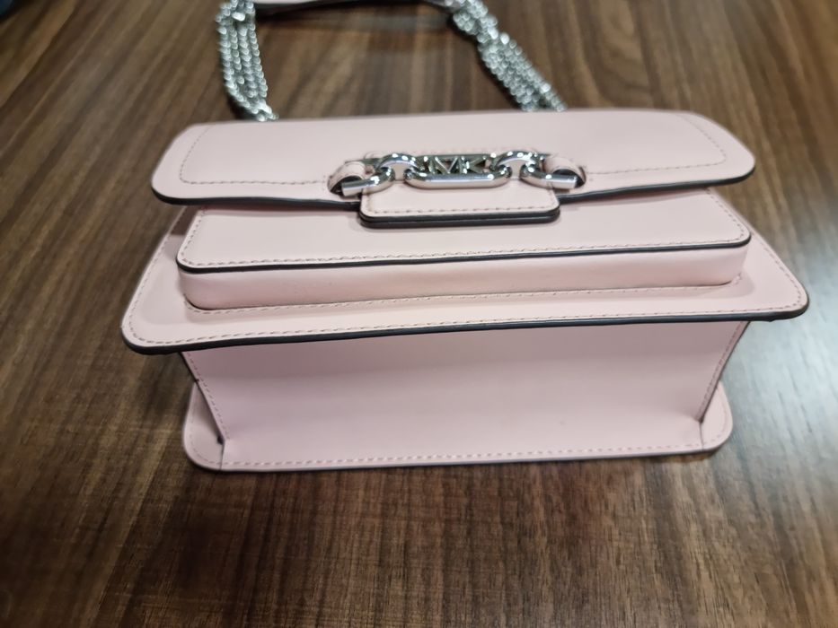 Оригинална чанта от естествена кожа Michael Kors Heather Large Shoulder Bag –Pink