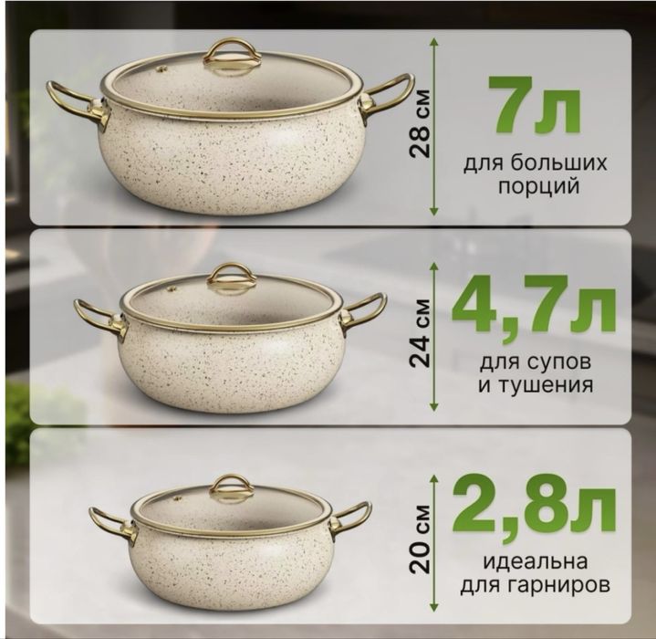 Набор кастрюль с гранитным покрытием