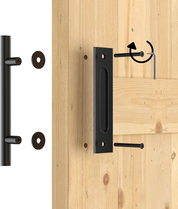 Двойни дръжки за плъзгащи врати, въглеродна стомана, 30 см, черни