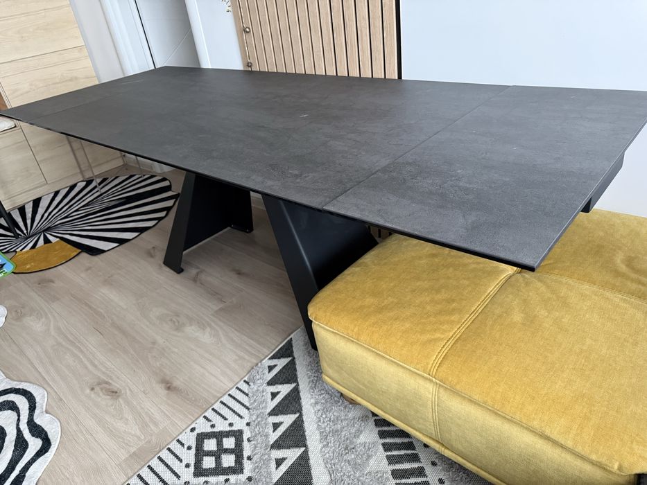 Masa extensibila sticla cu ceramica negru mat 160/240
