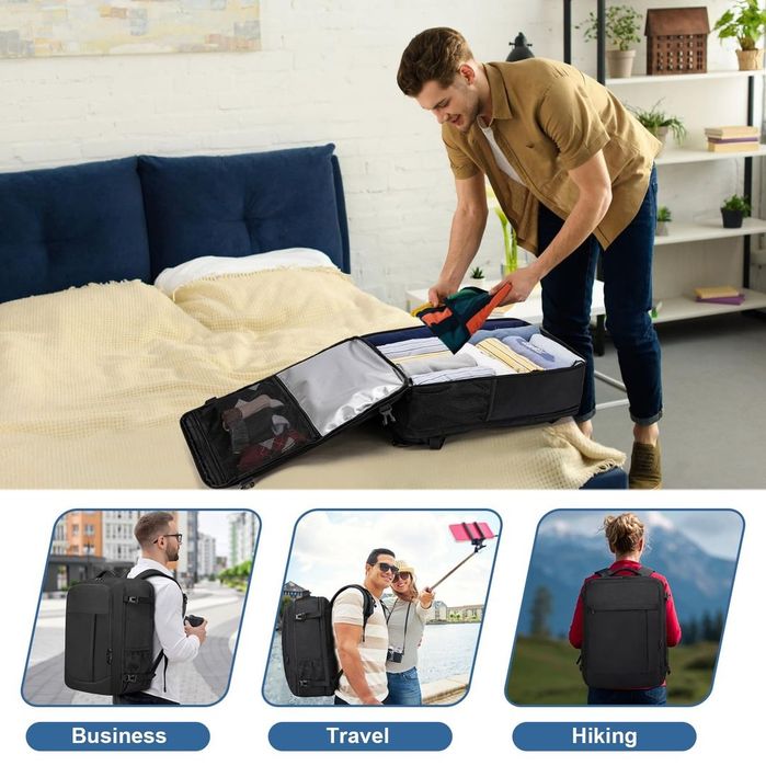 Rucsac avion 55x40x20 44L laptop 18 inch negru