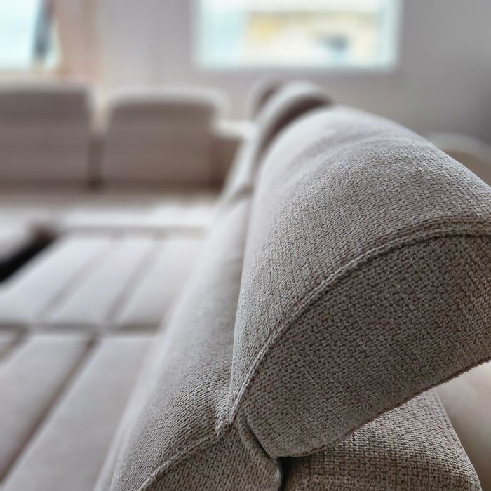 NOU Coltar U form, beige, stofă, extensibil