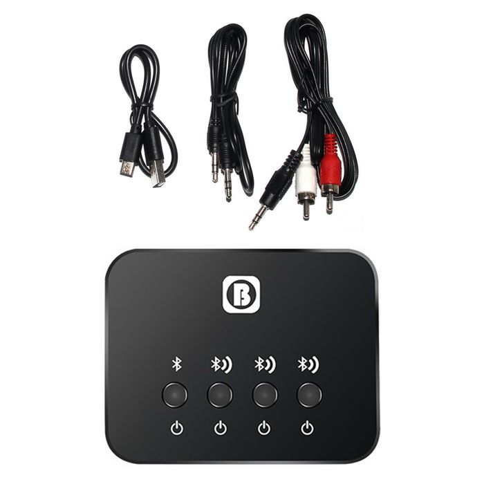 Адаптер 2-в-1 Bluetooth, предаване и приемане, 3D аудио, черен