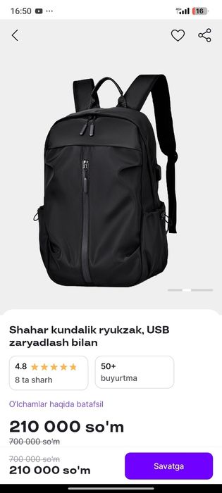 Maktab yoshidagi yoki studentlar uchun ryukzak