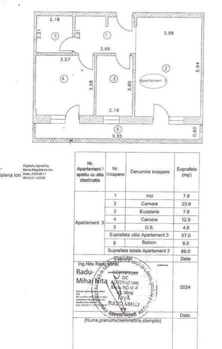 Apartament 2 camere decomandat | 66 mp | Etaj 1 | Bloc nou 2024