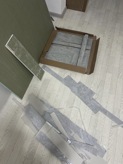 Гибкий мрамор, гипсокартон, кафель, уголок, профиля