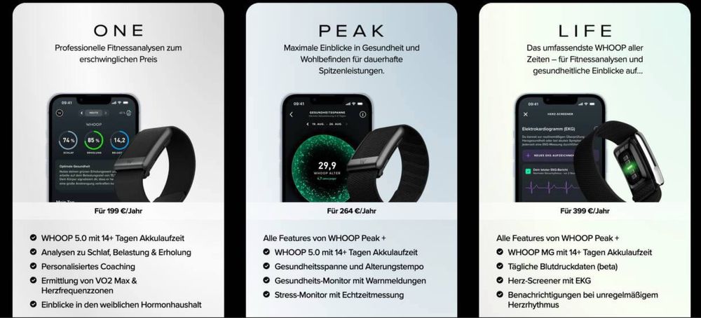 Whoop One / Peak / Life MG – умные браслеты для спорта и здоровья
