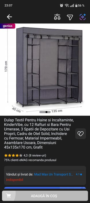 Dulap textil pentru haine