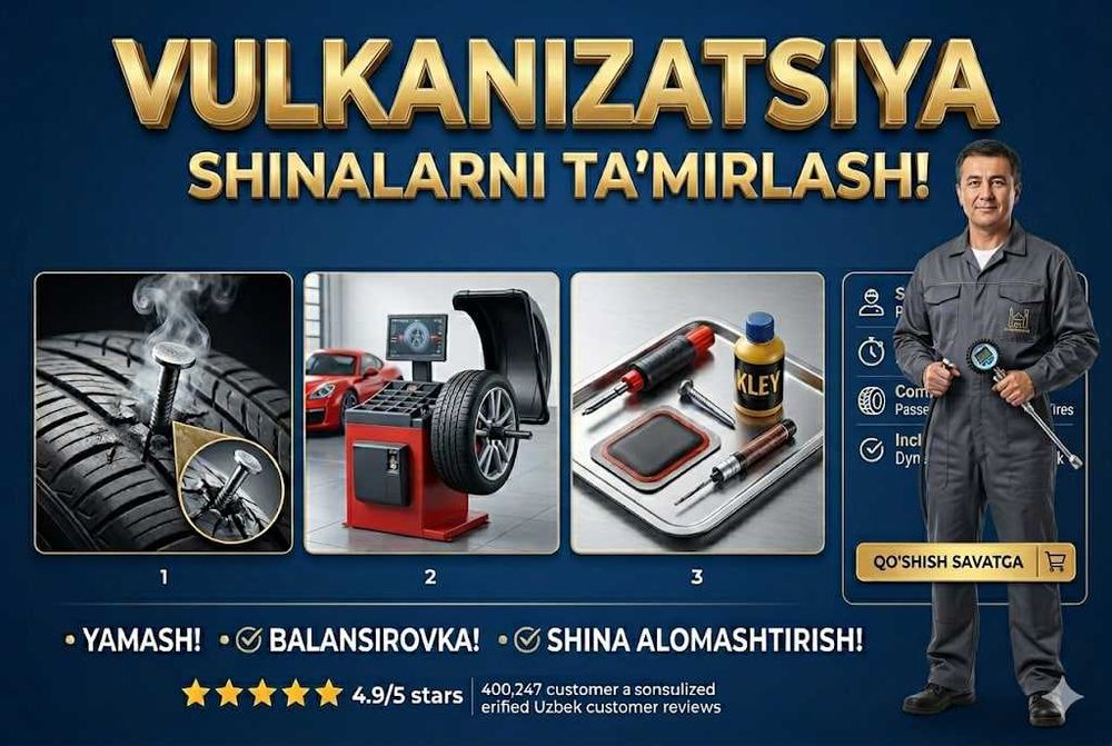 Sifatli Vulkanizatsiya va mashinalar balonlarini ta'mirlash xizmati