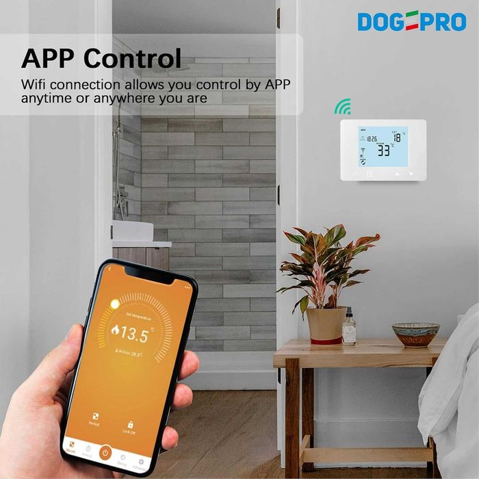 Termostat smart Wifi pentru centrala/boiler cu Alexa și Google, Funcție Programabilă Calitate inalta, Italia