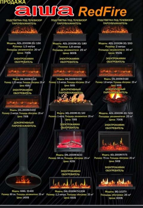 декоратив камин. Электрокамин Aiwa.Redfire.