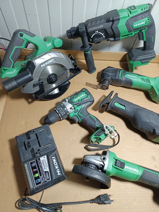 Set Hikoki 18v brushless rotopercutor flex impact Fierăstrău circular,sabie, pendular multifuncțional filetantă baterie încărcător