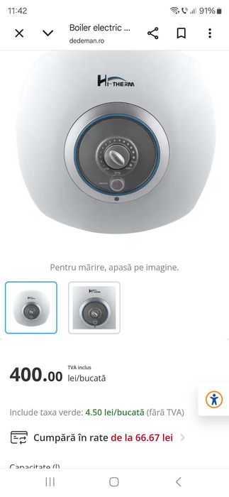 Boilei electric Hi therm 14 L , 1500w , nou