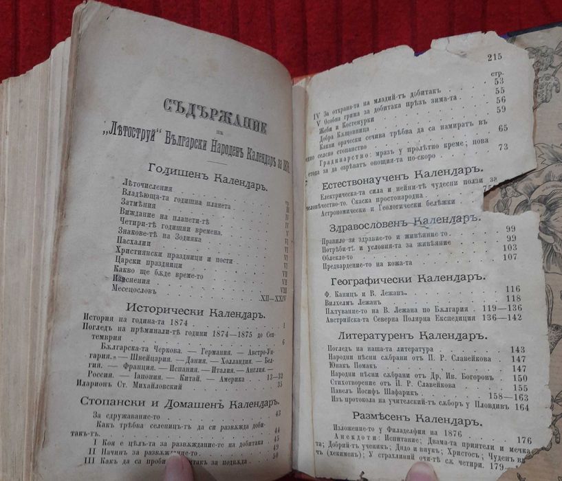 Рядка старопечатна книга Летоструй за 1873/74/75/76 г
