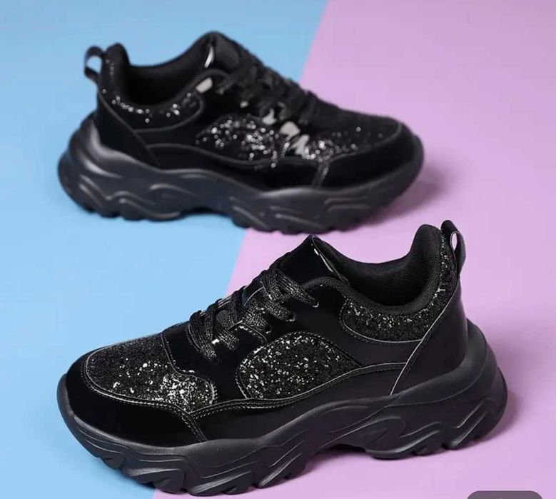 Черни  Сникърси  лак с бляскави ефекти