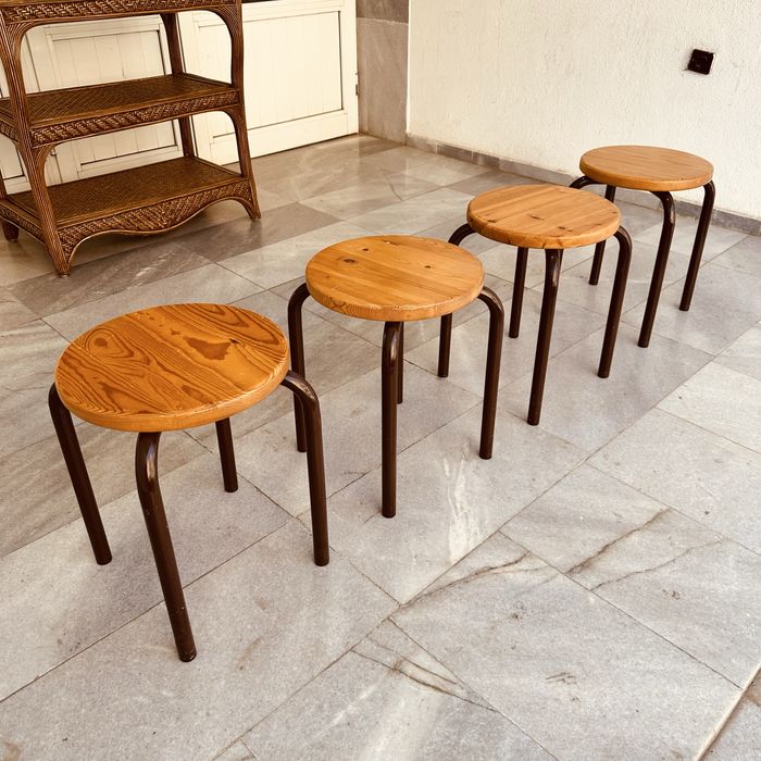 Винтидж шведски табуретки – комплект 4 бр. (1970-те)