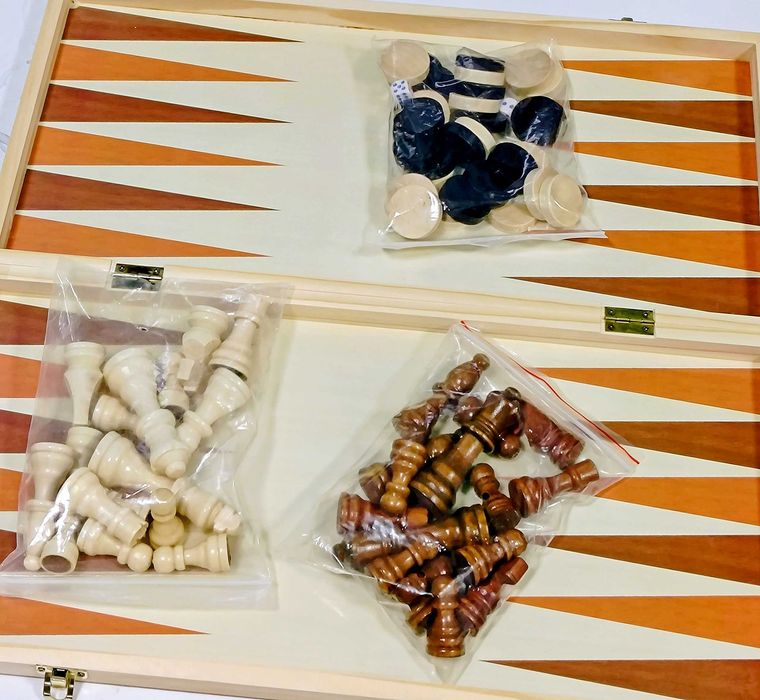 Дъска за шах и табла голяма 48х48см дървена шахматна Шахматю Игра