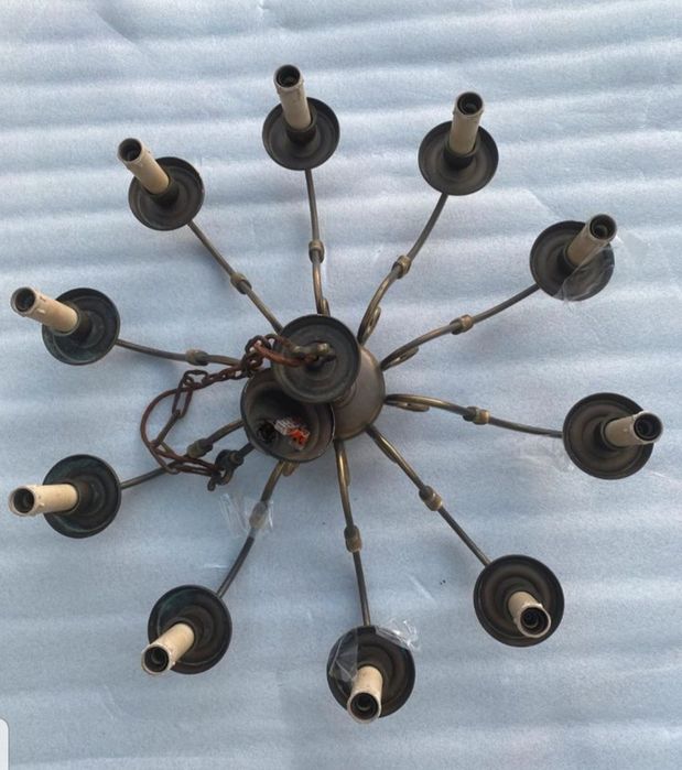 Candelabru vintage alamă, 10 brațe