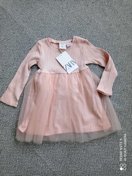 Zara рокля с тюл размер 12-18м