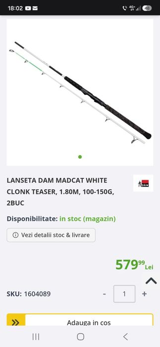 Lanseta clonc Dam Madcat White Clonk Teaser, 2.10m, 150-200g