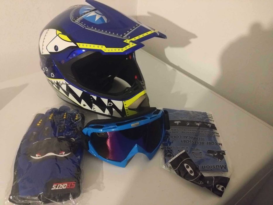 Casti moto off road/atv/enduro +Ochelari+Manusi +cagula