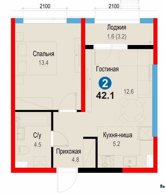Готовый арендный бизнес: 2-комнатная квартира с высоким ROI
