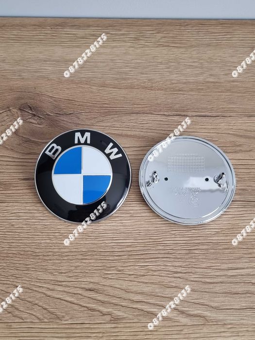 Цялостен комплект емблеми и капачки за джанти на БМВ / BMW Бяло-син